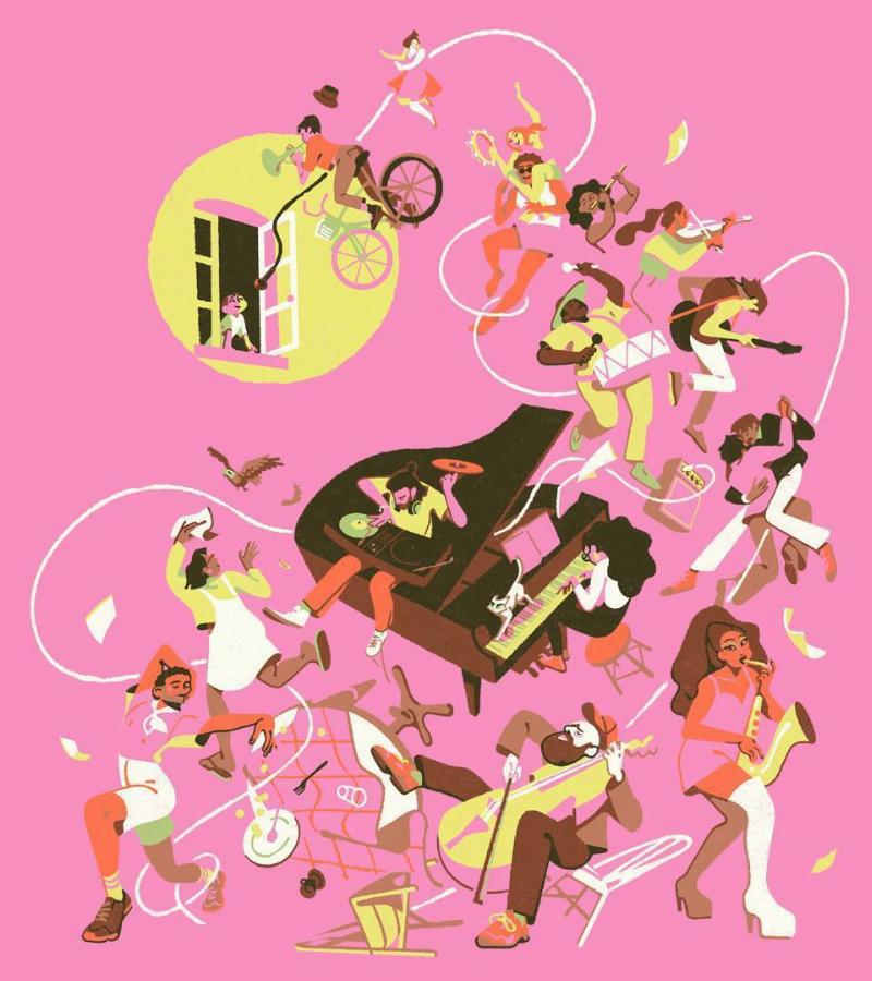 Musiciens de rue jouant lors de la Fête de la Musique dans les rues animées de Paris