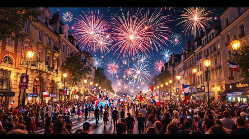 La Fête Nationale française, avec ses feux d'artifice et ses bals populaires, est un moment clé de la vie culturelle du pays, symbolisant l'unité et la joie de vivre.