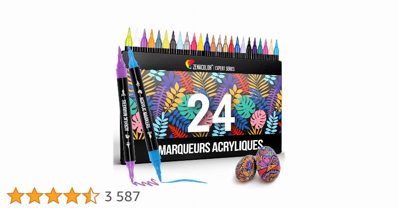 Créativité artistique avec des feutres de peinture acrylique sur toile, style français.