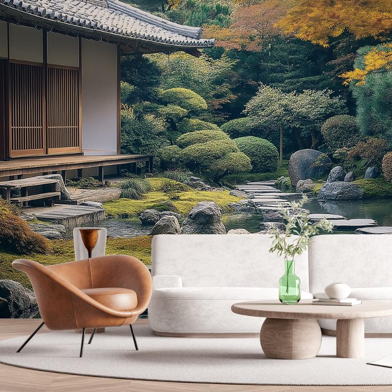 Vue d'un jardin français luxuriant inspirant une fleur peinture moderne