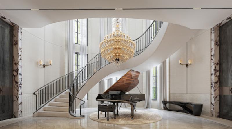 Intérieur de la Villa Jeanneret avec un mobilier conçu par Le Corbusier et une lumière naturelle abondante.