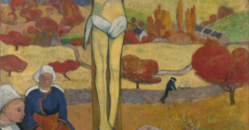 Une représentation moderne ou une affiche inspirée par les couleurs et les thèmes de Gauguin, symbolisant son influence continue