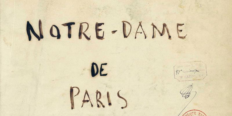 Illustration dramatique de Quasimodo et Esmeralda près de Notre-Dame de Paris