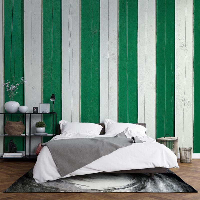 Intégration et sublimation d'un lambris effet vieilli dans un décor français élégant