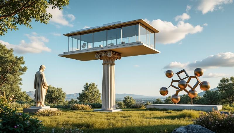 Intérieur moderne français avec des touches d'élégance discrète et des contrastes anciens/modernes