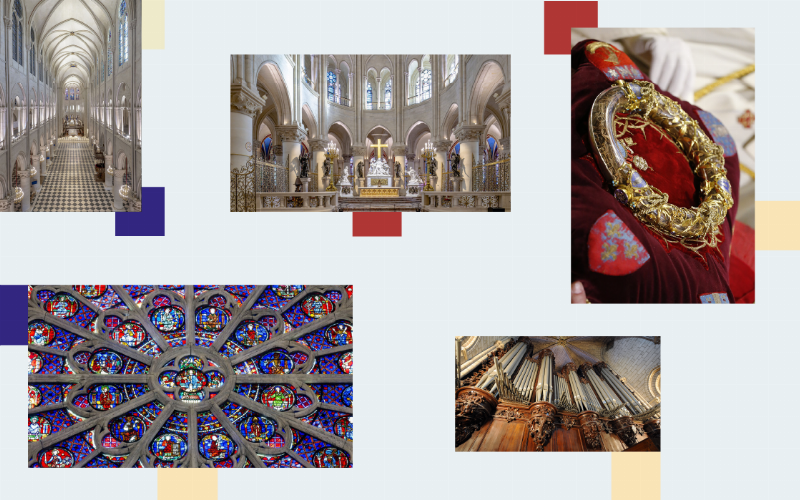 Intérieur de Notre-Dame de Paris, l'orgue et la nef lumineux avant l'incendie