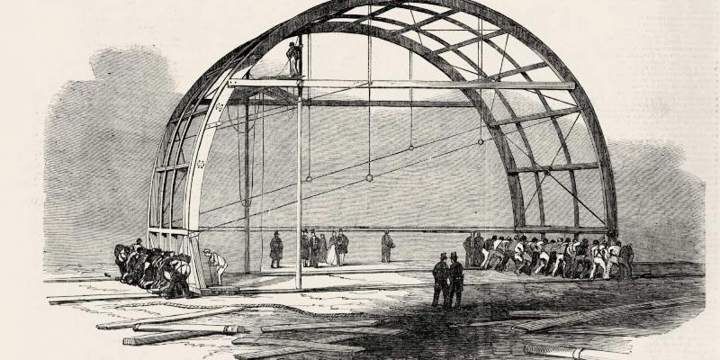 Dessin technique détaillé de la structure modulaire de l'architecture de Joseph Paxton