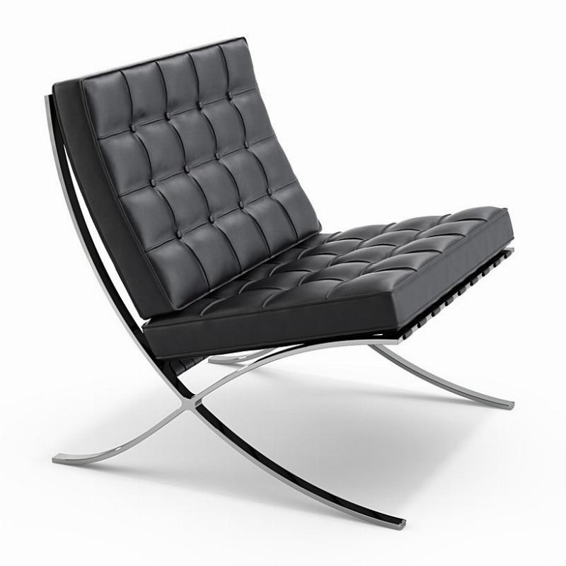 Mobilier Le Corbusier authentique en acier tubulaire chromé et cuir noir élégant