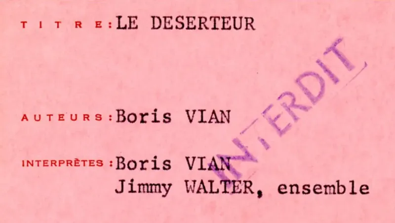 Boris Vian chantant "Le Déserteur", un hymne emblématique de la chanson française sur la paix et l'antimilitarisme