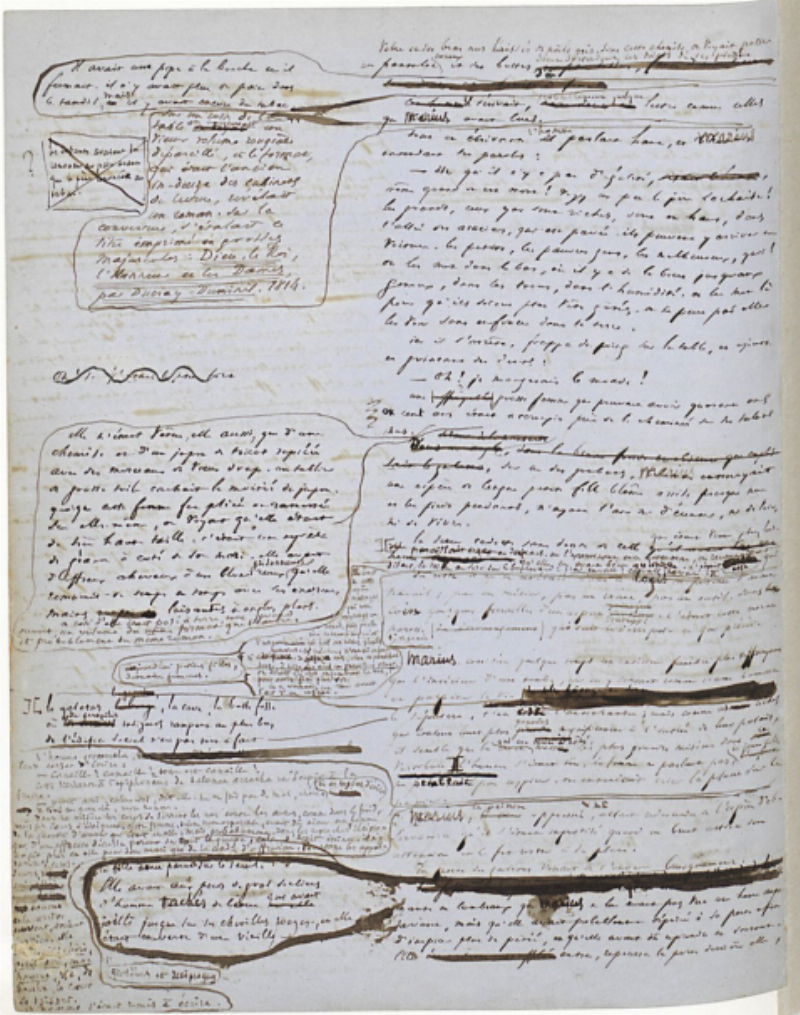Manuscrit original de Les Misérables de Victor Hugo, témoignant de sa genèse littéraire et son contexte historique