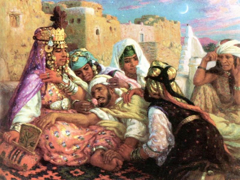 Peinture de Ludwig Deutsch montrant des femmes en Égypte, scènes de genre
