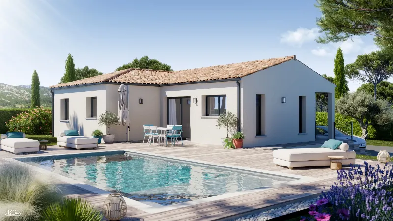 Maison d'architecture moderne avec design épuré et matériaux durables