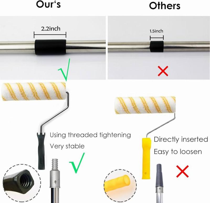 Manche de peinture télescopique en aluminium pour grands murs et plafonds
