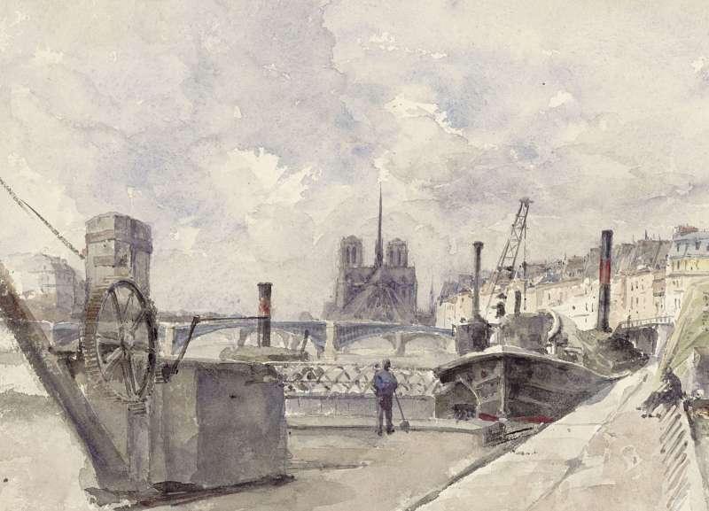 Vue aérienne de l'île de la Cité avec la station Cité du métro parisien et la Cathédrale Notre-Dame