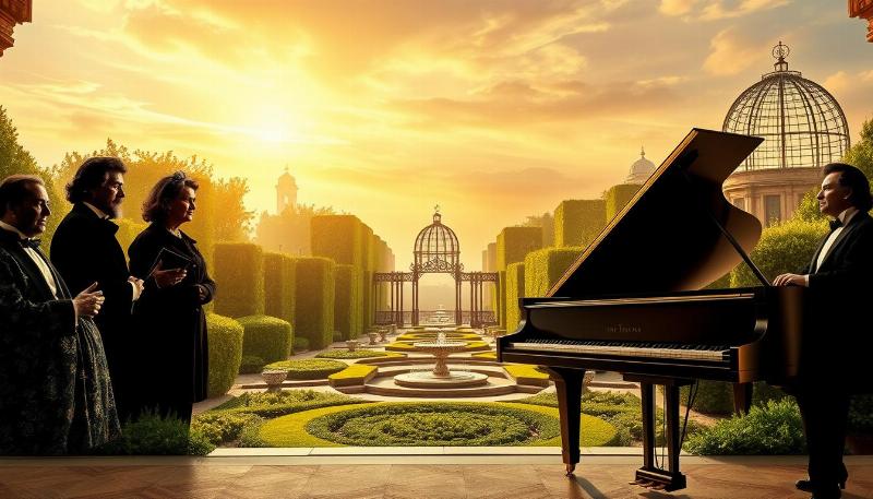 Illustration de grands compositeurs français, symbolisant l'héritage de la musique classique en continu et sa richesse culturelle