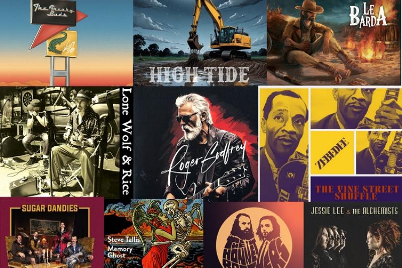 Une collection d'albums récents de musique pop rock française, symbolisant les sorties de 2024