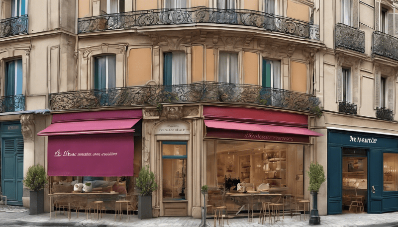 Nuances de peinture gris bleuté clair sur une façade architecturale parisienne, reflétant l'élégance intemporelle