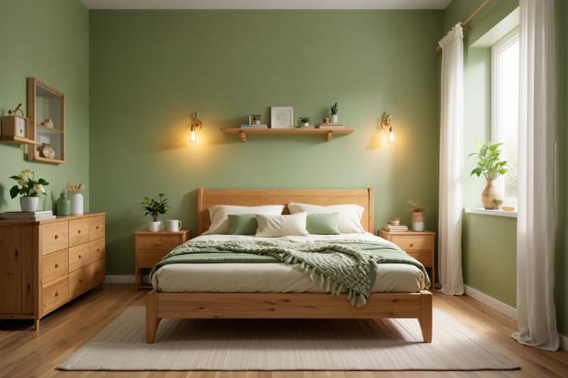 Nuances subtiles de vert sauge pour une chambre élégante et apaisante