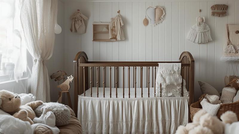 Application méticuleuse de la peinture sur un berceau bébé, garantissant une surface douce et sans danger