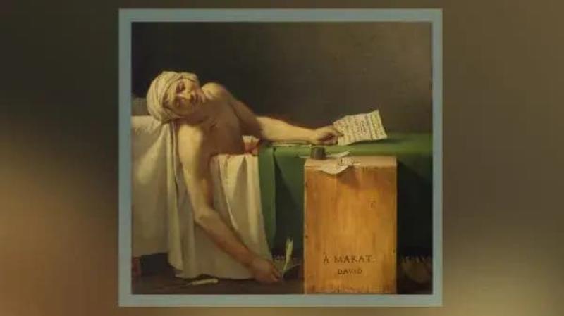 La Mort de Marat de Jacques-Louis David, une icône tragique de la Révolution Française.