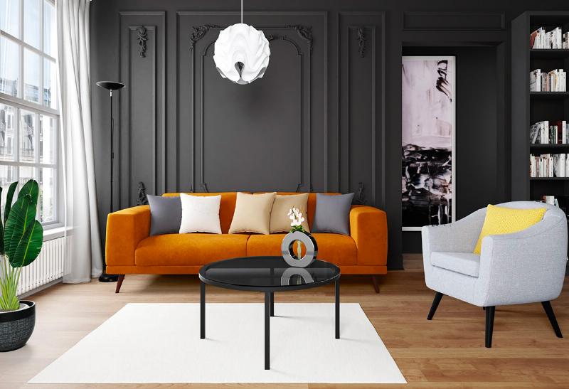 Peinture rose poudre sur les murs d'un salon haussmannien avec moulures et lumière naturelle