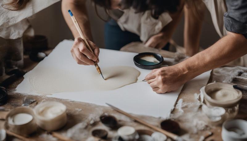 Préparation de la surface d'un panneau MDF pour la peinture, application du gesso avec un rouleau