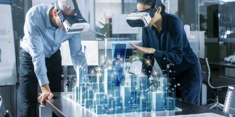 Architecte utilisant la réalité virtuelle pour un projet architectural