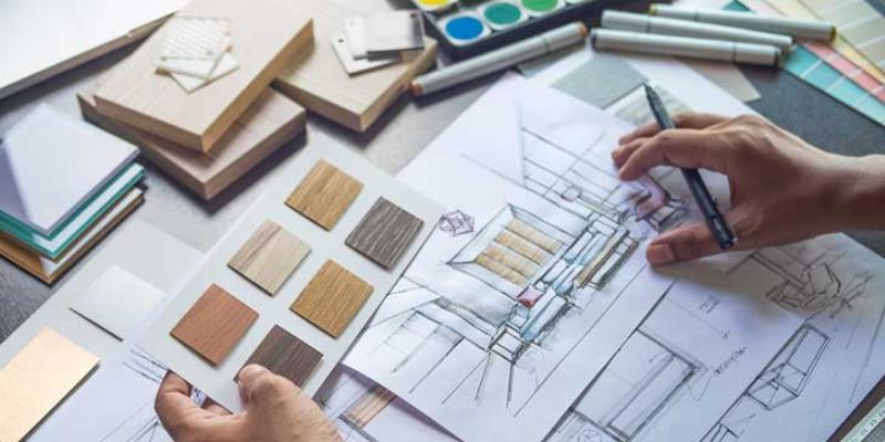 Plans d'architecture traditionnels avec outils de dessin