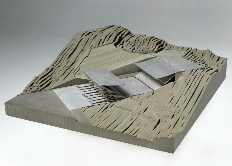 Intérieur du Stade Municipal de Braga par Souto de Moura, taillé dans la roche