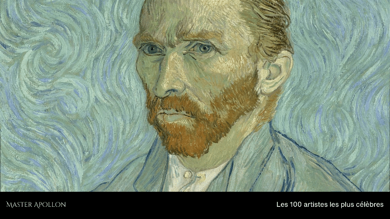 Portrait intense d'un artiste post-impressionniste célèbre, capturant son individualité artistique