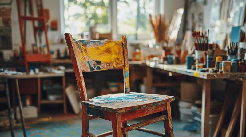 Préparation méticuleuse d'un meuble ancien pour la peinture sur vernis bois