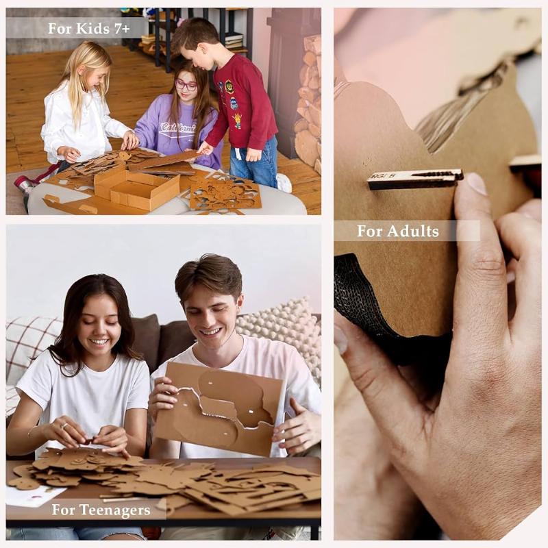 Personne assemblant méticuleusement les pièces d'un puzzle 3D de la cathédrale Notre Dame de Paris.