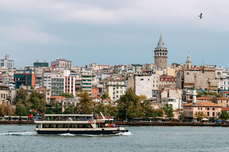 Vue du quartier d'affaires de Levent à Istanbul avec ses gratte-ciel d'architecture contemporaine