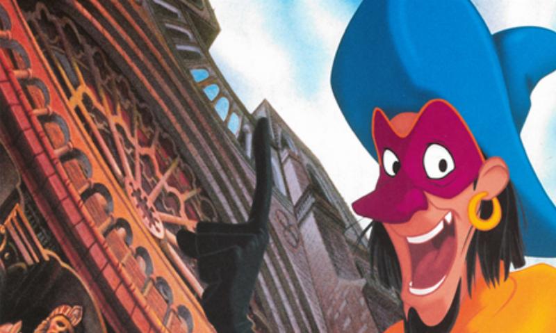 Le bossu Quasimodo observant Paris depuis les toits de Notre-Dame, style peinture classique française