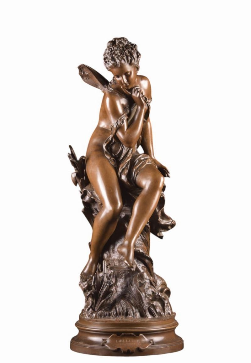 Mathurin Moreau : Figure allégorique en bronze, symbole de la sculpture française classique