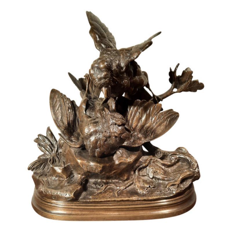 Sculpture en bronze de Moigniez représentant un cheval de chasse, détail finesse