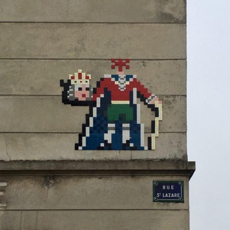 Grande fresque murale de Seth représentant des enfants interagissant avec la nature dans un environnement urbain.