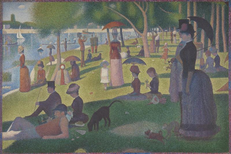 Georges Seurat, Un Dimanche après-midi à l'île de la Grande Jatte, exemple clé du néo-impressionnisme et de la technique du pointillisme