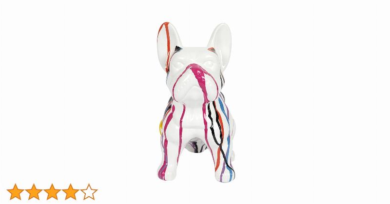 Une sculpture de chien moderne et colorée dans un intérieur contemporain, créant un point focal.