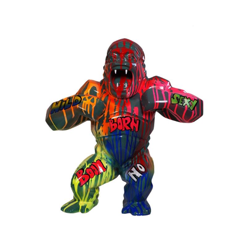 Statue gorille rouge contemporaine et son impact visuel audacieux