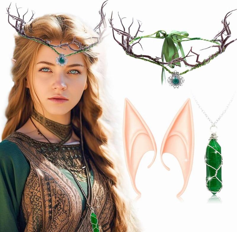 Gros plan d'accessoires gothiques français détaillés avec une bague, un collier et des gants en dentelle