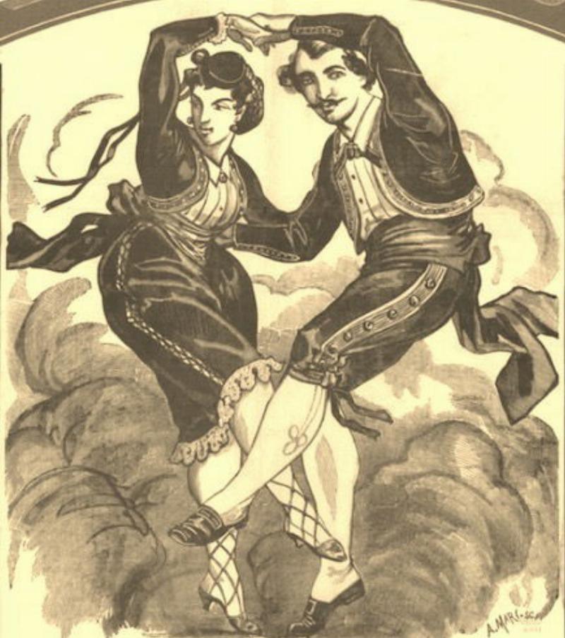 Scène d'un bal de valse dans un salon parisien du XIXe siècle, reflétant l'élégance française