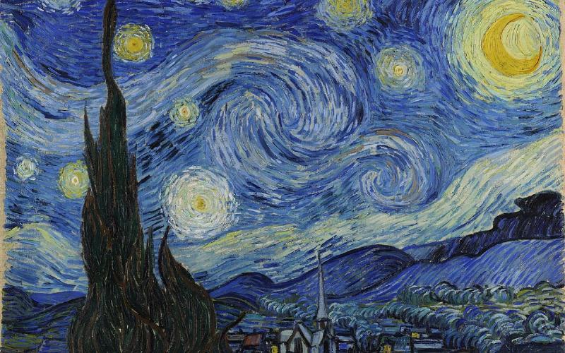 La Nuit étoilée de Van Gogh, chef-d'œuvre post-impressionniste avec ses tourbillons célestes et couleurs intenses