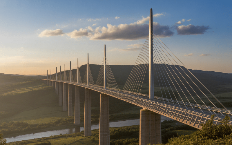Le majestueux Viaduc de Millau, un chef-d'œuvre de l'ingénierie et de l'architecture française moderne