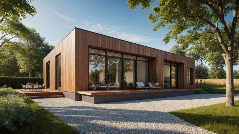 Exemple d'une villa moderne durable avec une conception bioclimatique et des panneaux solaires intégrés