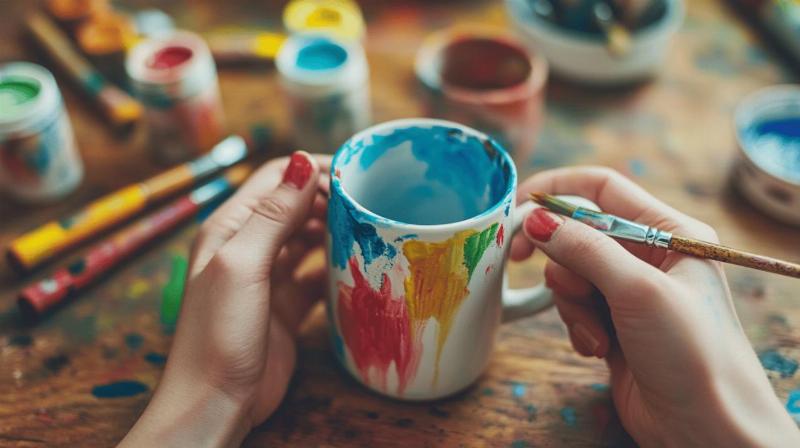 Application minutieuse de peinture dans un micro-ondes