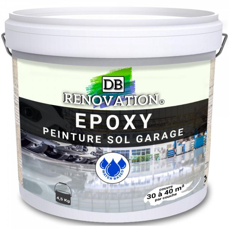 Peinture époxy appliquée sur un sol de garage moderne
