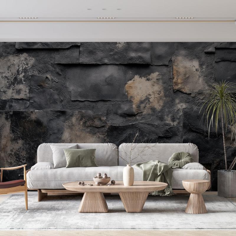 Peinture murale noire ardoise dans un salon moderne