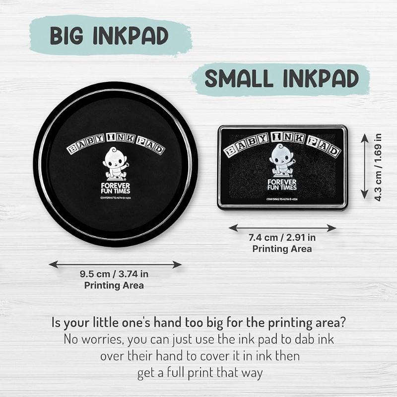 Empreintes de pied et de main de bébé combinées, avec des détails ajoutés à l'encre