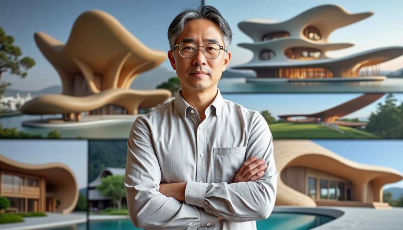 Architecture transparente d'Ishigami, jeu de lumière et d'espaces ouverts